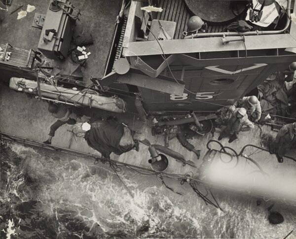 Photo: Overhead view of a Coast Guard landing craft.