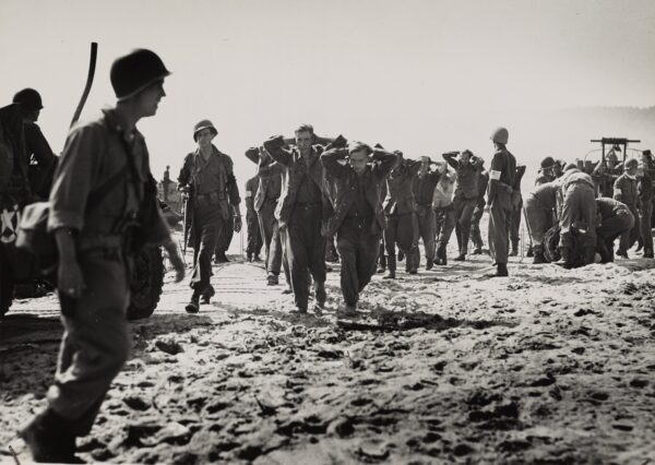 Photo: Nazi prisoners of war are marched along.