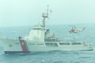 Photo: Helicopter approaches Cutter Diligence for landing.