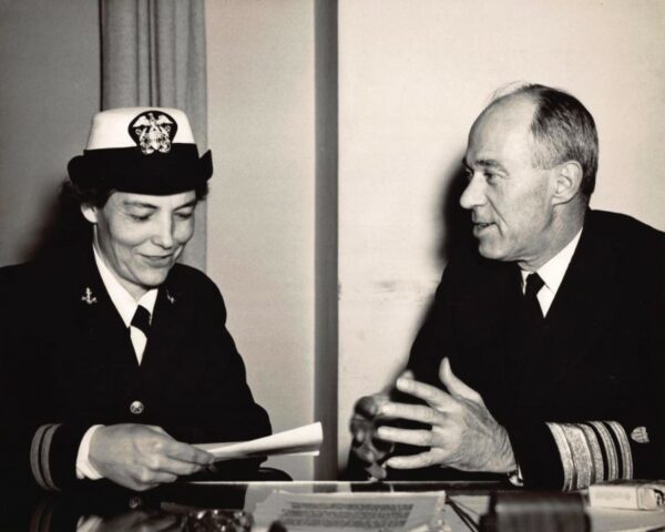 Photo of LT Dorothy Stratton with Vice Admiral Russell R. Waesche