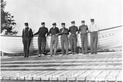 Photograph of the U.S. Life-Saving Service crew at Neah Bay, Washington Territory.