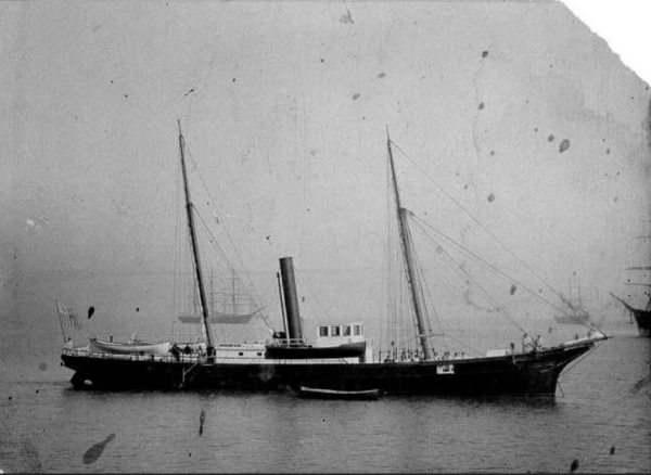 Alt: Photo: Starboard view of the U.S. Revenue Cutter Wolcott.