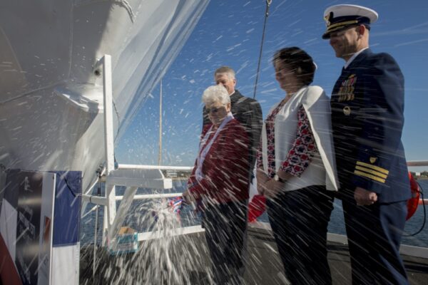 Photo: Christening ceremony for the new Legend-class cutter Midgett (WMSL-757).