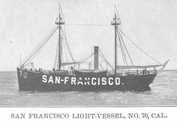 Vintage black and white image of Lightship 70.