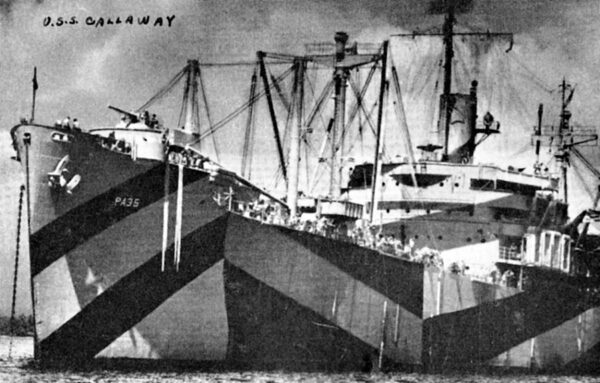 Photo: U.S.S. Callaway in camouflage paint.