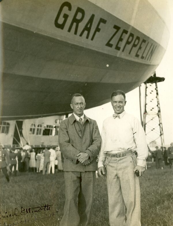 Photo: Lieutenant Commander Edward “Iceberg” Smith with Lincoln Ellworth in front of the Graf Zeppelin.