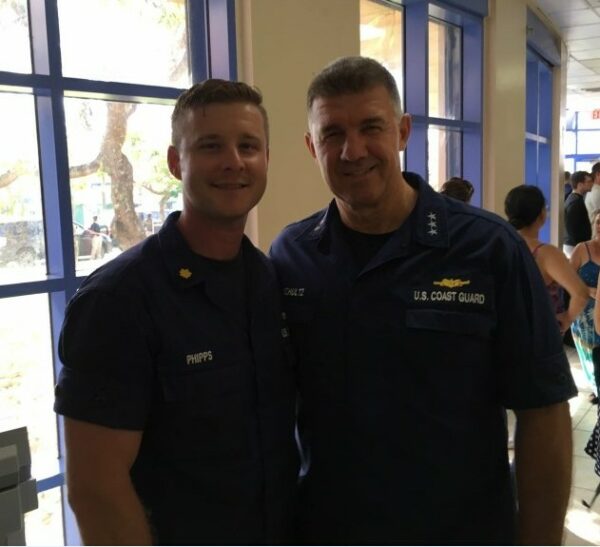 Photo: LCDR Andrew Phipps poses with VADM Karl Schultz