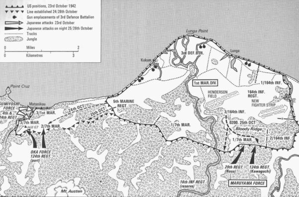 Map showing the defensive perimeter at Lunga Point.