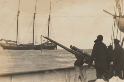 Photo: Onboard CGC Manning shooting line with six pounder