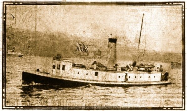 Faded image in sepia of the small Revenue Cutter Scout