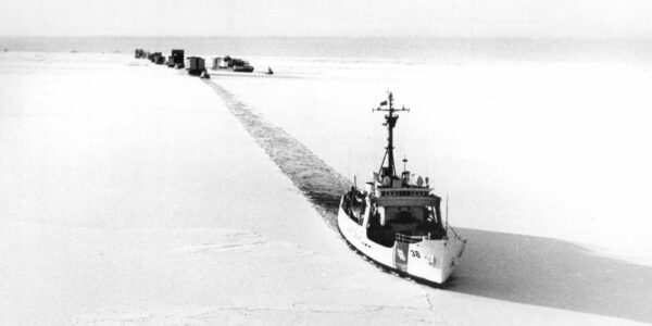 Photo: Aerial view of Storis breaking ice.