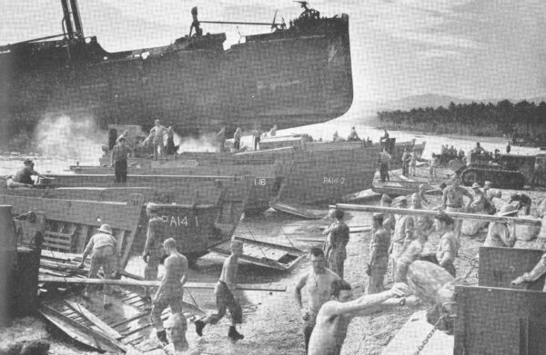 Photo: Landing craft arrive with supplies.