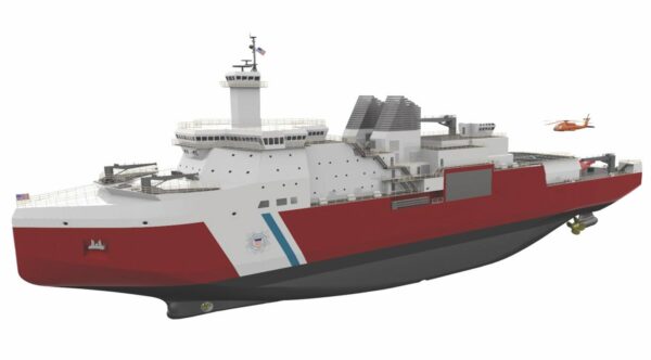 Graphic: Three dimensional rendering of a heavy icebreaker.