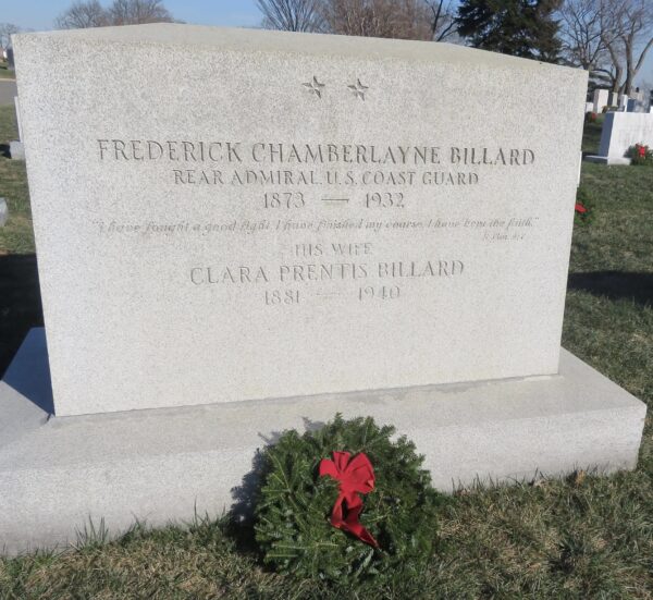 Photo: Headstone with the markings: Frederick Chamberlayne Billard, Rear Admiral, U.S. Coast Guard 1873-1932.