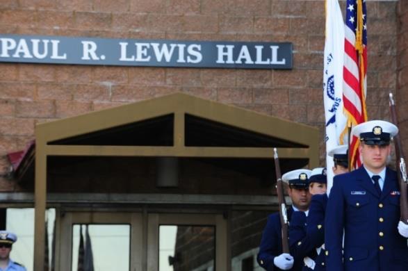 Photo: Ceremony dedicating the Paul R. Lewis Hall at Air Station Clearwater, FL.