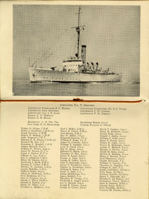 Photo of Champlain with roster of crew