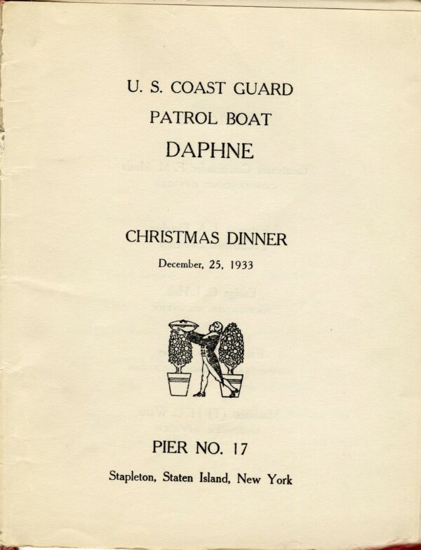 Cover of the Daphne's Christmas Dinner Menu, 1933