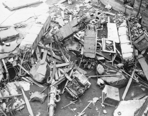 Photo of the remains of Scotch Cap Lighthouse taken from above.