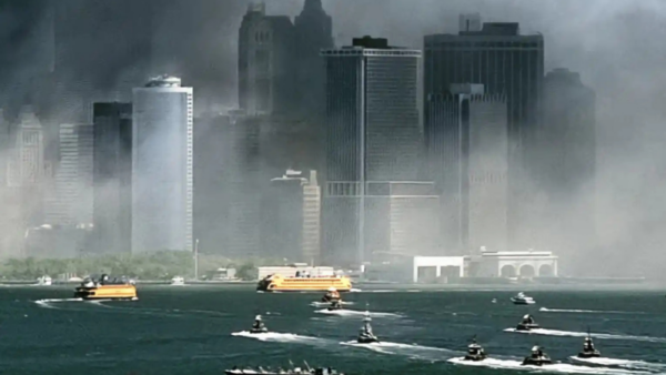 Photo: Boats approach lower Manhattan to ferry people away.