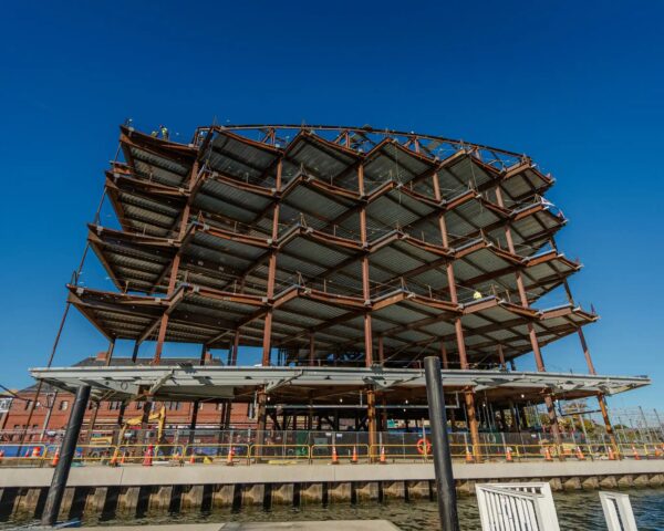 Photo: A view of the skeleton of the buildling as construction continues.