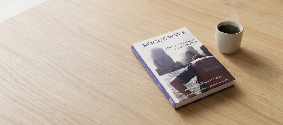 Illustration: 'Rogue Wave' book on display